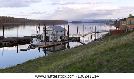 Floating house on the Columbia River Portland Oregon.