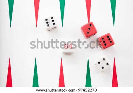 Backgammon board game with  dice