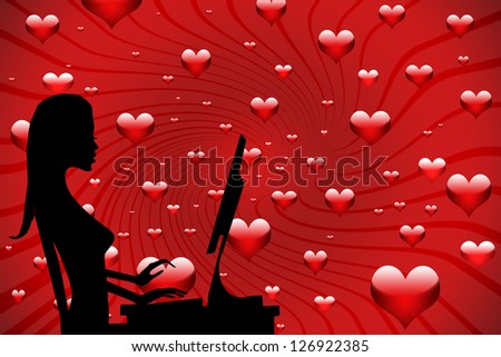 Young woman looking for love and romance on the internet - Image made with Photoshop CS3
