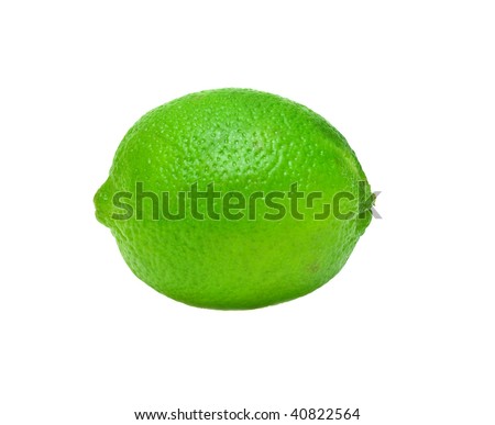 Ripe lime isolated on white background.