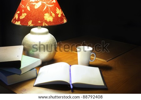 reading on the table at night