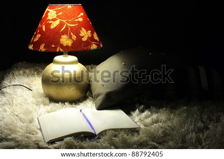 reading on the carpet at night