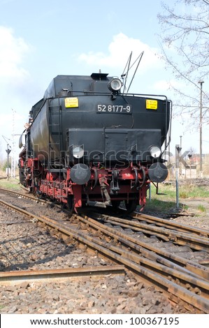 BERLIN - APRIL 14: Steam locomotive MBA 14 066 (Orenstein & Koppel), the Spring Festival, the exhibition in the Rail yard Schoeneweide, April 14, 2012 in Berlin, Germany