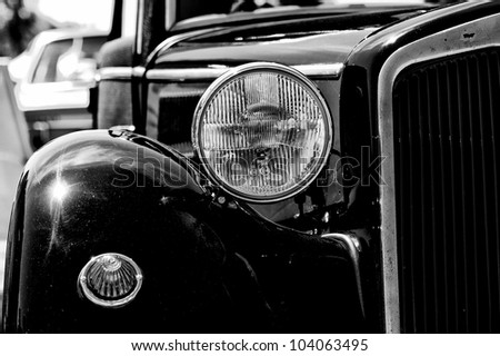 PAAREN IM GLIEN, GERMANY - MAY 26: A fragment of an old car (Black and White), \