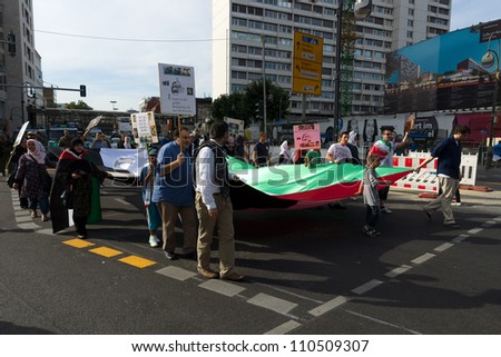 BERLIN - AUGUST 18: Al-Quds Day. Demonstrations against Israel, and its control of Jerusalem; solidarity with the Palestinian people, August 18, 2012 in Berlin, Germany