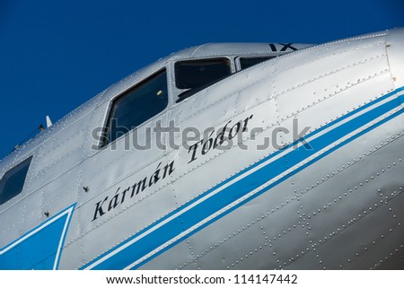 BERLIN - SEPTEMBER 14: Soviet aircraft cabin Lisunov Li-2, the Hungarian airline \