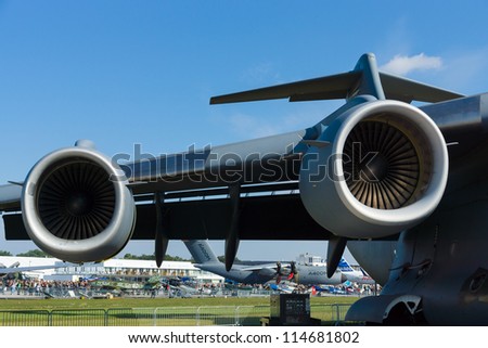 BERLIN - SEPTEMBER 14: Engines Boeing C-17 Globemaster, International Aerospace Exhibition \