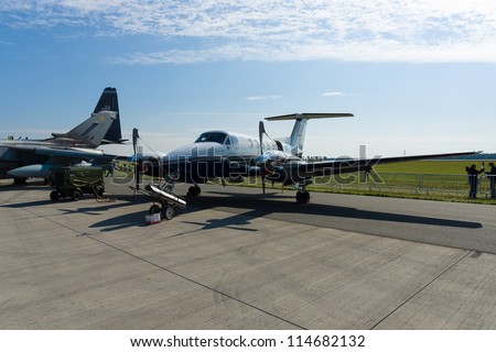 BERLIN - SEPTEMBER 14: Royal air force aircraft Beechcraft Super King Air BE200 GT, International Aerospace Exhibition 