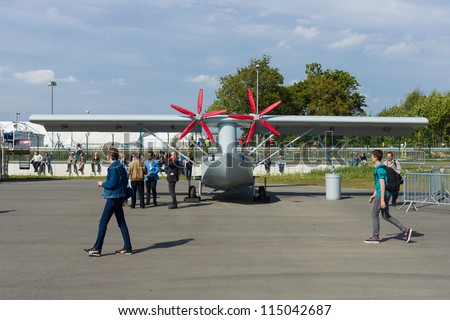BERLIN - SEPTEMBER 14: The Singular Aircraft SA03 is a unmanned aerial vehicle flying boat, International Aerospace Exhibition \