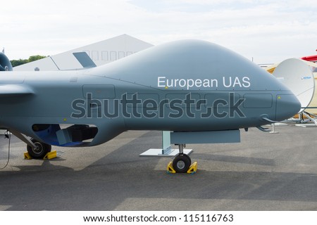 BERLIN - SEPTEMBER 14: An unmanned aerial vehicle EUROPEAN UAS, International Aerospace Exhibition \
