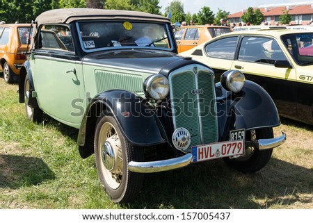 PAAREN IM GLIEN, GERMANY - MAY 19: The front-drive subcompact car DKW F7, \