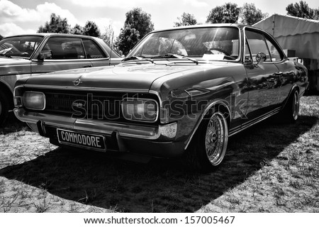 PAAREN IM GLIEN, GERMANY - MAY 19: Executive car Opel Commodore GS/E Coupe (black and white), \
