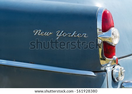 PAAREN IM GLIEN, GERMANY - MAY 19: The rear brake lights car Chrysler New Yorker (1951), \
