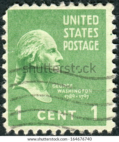 USA - CIRCA 1938: Postage stamp printed in the USA, a portrait of 1st President of the United States, founder of the United States, George Washington, circa 1938