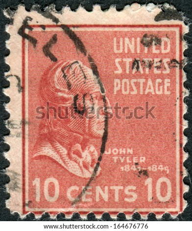 USA - CIRCA 1938: Postage stamps printed in USA, shows 10th President of the United States, John Tyler, circa 1938
