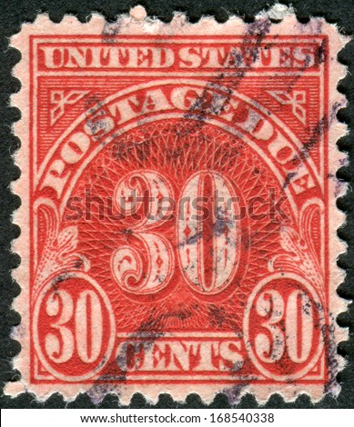 USA - CIRCA 1930: A postage stamp printed in USA, shows figure 30, the price value, circa 1930