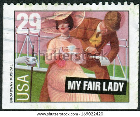 USA - CIRCA 1993: Postage stamp printed in the USA, dedicated to Broadway musicals, shows a scene from the musical \