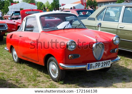 PAAREN IM GLIEN, GERMANY - MAY 19: Microcar Goggomobil TS 250 Coupe, The oldtimer show in MAFZ, May 19, 2013 in Paaren im Glien, Germany