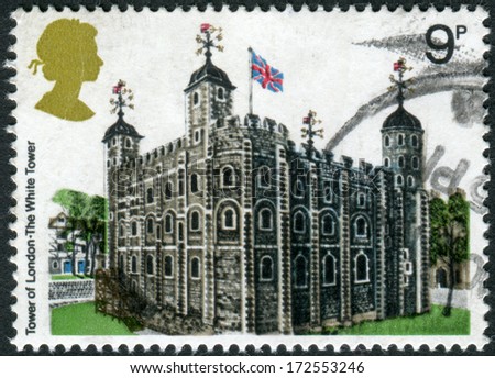 UNITED KINGDOM - CIRCA 1978: A postage stamp printed in the UK, British Architecture, shows the White Tower in London, circa 1978