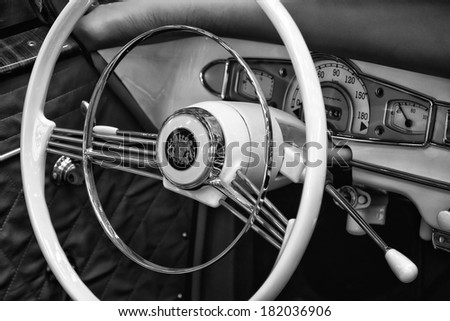 PAAREN IM GLIEN, GERMANY - MAY 19: Cab car Borgward Hansa 2400 Sport, black and white, \