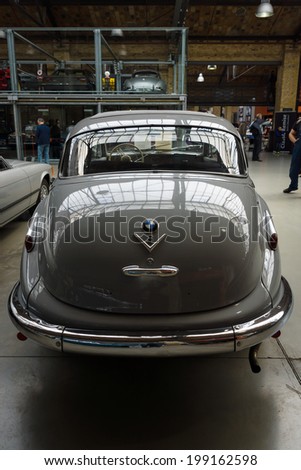 BERLIN, GERMANY - MAY 17, 2014: Full-size luxury car BMW 501 V8. Rear view. 27th Oldtimer Day Berlin - Brandenburg