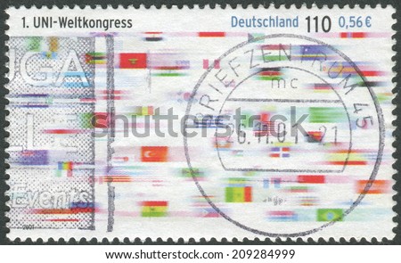 GERMANY - CIRCA 2001: Postage stamp printed in Germany, dedicated to First World Congress of Union First World Congress of Union, circa 2001