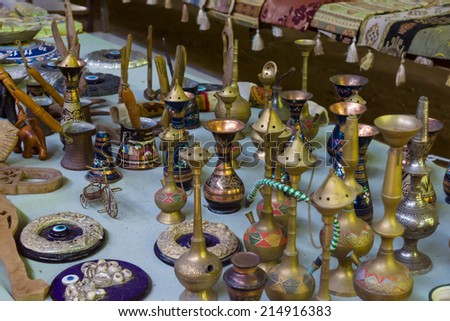 ALANYA, TURKEY - JUNE 27, 2014: Second Hand. Sale of household utensils.
