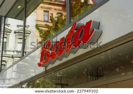 PRAGUE, CZECH REPUBLIC - SEPTEMBER 18, 2014: Bata store. Bata - is a family-owned global footwear and fashion accessory manufacturer and retailer. More than 30,000 employees