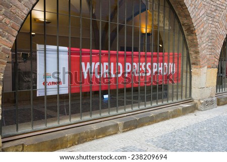 PRAGUE, CZECH REPUBLIC - SEPTEMBER 18, 2014: World Press Photo Exhibition. World Press Photo is an independent, non-profit organization, the world\'s largest, most prestigious press photography contest