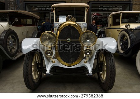 BERLIN - MAY 10, 2015: Vintage car of the German manufacturer NAG C4 10/30 Phaeton. 28th Berlin-Brandenburg Oldtimer Day