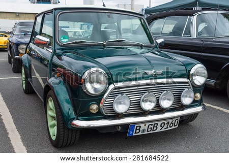 BERLIN - MAY 10, 2015: Small economy car Mini. 28th Berlin-Brandenburg Oldtimer Day