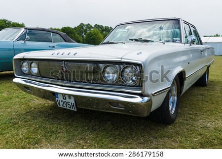 PAAREN IM GLIEN, GERMANY - MAY 23, 2015: Mid-size car Dodge Coronet 440, 1967. The oldtimer show in MAFZ.