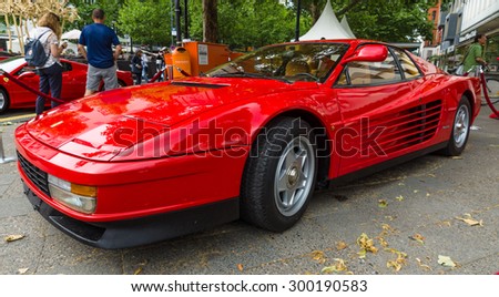BERLIN - JUNE 14, 2015: Sports car Ferrari Testarossa (Type F110). The Classic Days on Kurfuerstendamm.