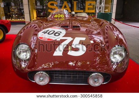 BERLIN - JUNE 14, 2015: Sports car Ferrari 500 TR, 1956. The Classic Days on Kurfuerstendamm.