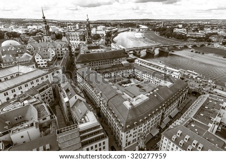 DRESDEN, GERMANY - SEPTEMBER 09, 2015: The old town. Sepia. Dresden is the capital of Saxony.