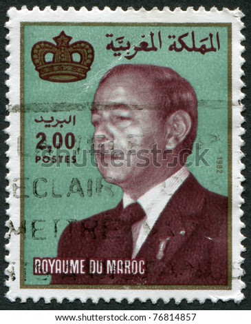 MOROCCO - CIRCA 1983: A stamp printed in the Kingdom of Morocco, represented the King Hassan II, circa 1983