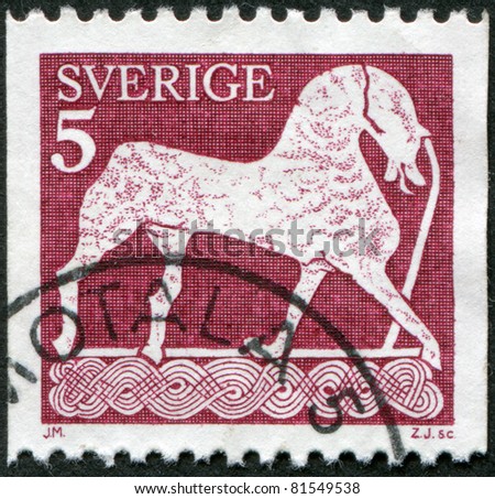 SWEDEN - CIRCA 1973: A stamp printed in Sweden, shows a horse, based on petroglyphs of the island of Gotland, circa 1973
