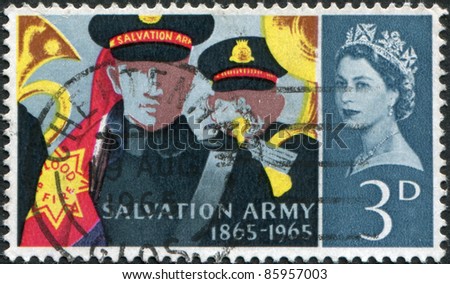 UNITED KINGDOM - CIRCA 1965: A stamp printed in England, Centenary of the Salvation Army, shows the Salvation Army Band and \