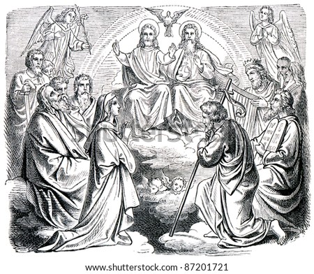 Old engravings. Shows the Kingdom of God. The book \