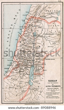 GERMANY - CIRCA 1895: Map of Israel and Palestine. Atlas B. Schwarze, Leipzig, Printing House \