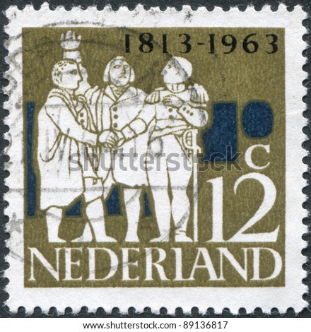 NETHERLANDS - CIRCA 1963: A stamp printed in the Netherlands, shows a G. K. van Hogendorp, A. F. J. A. Graaf van der Duyn van Maasdam and L. Graaf van Limburg Stirum, Du