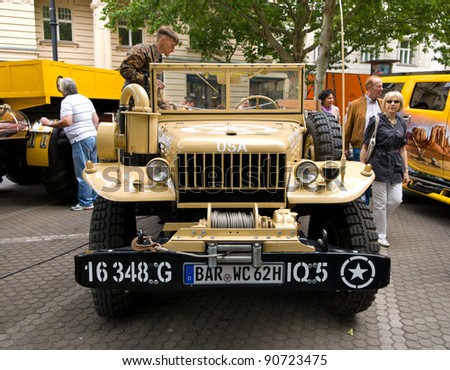BERLIN - MAY 28: U.S. light military trucks Dodge WC-51, the exhibition 