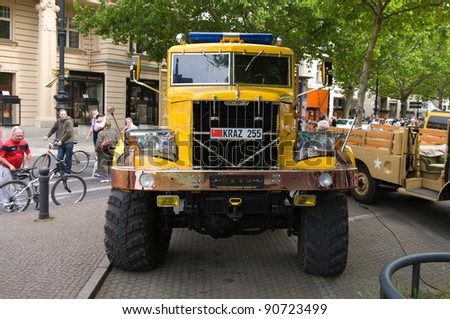 BERLIN - MAY 28: Soviet heavy truck KrAZ-255, the exhibition \
