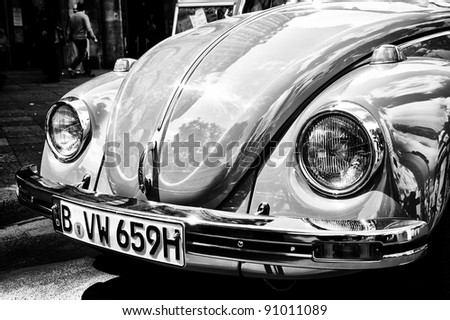 stock photo BERLIN MAY 28 Car Volkswagen Beetle Black and White 