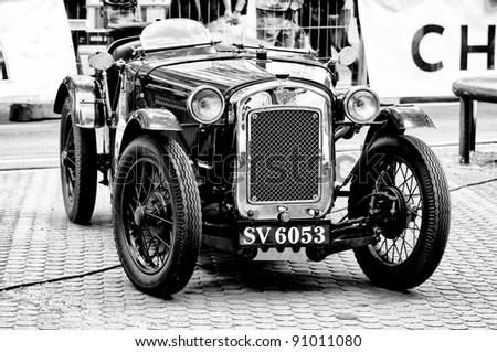 BERLIN - MAY 28: A sports car Austin 7 65 Sports (Black and White), the exhibition \