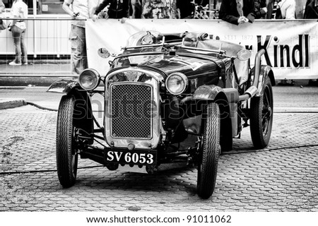BERLIN - MAY 28: A sports car Austin 7 65 Sports (Black and White), the exhibition \