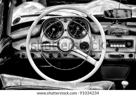 BERLIN - MAY 28: Cab Mercedes-Benz 190 SL (Black and White), the exhibition \