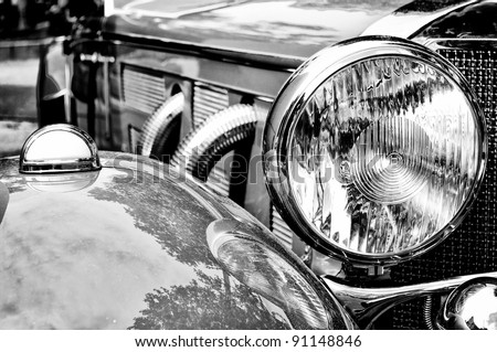 BERLIN - MAY 28: Car headlight close-up, the exhibition \