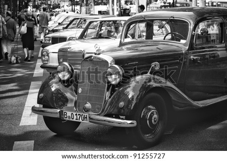 BERLIN - MAY 28: Car Mercedes-Benz 170 S (black and white), the exhibition \