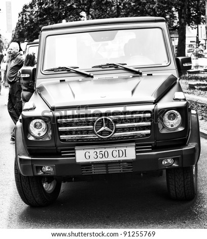 BERLIN - MAY 28: SUV Mercedes-Benz G350 GDI (black and white), the exhibition \